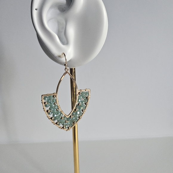 Gold Statement Beaded Earrings - Picture 3 of 7